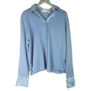 Alfred Dunner Woman St. Regis, Wedgewood Blue, 2 Pc Faux Collar Sweater Set, NWT